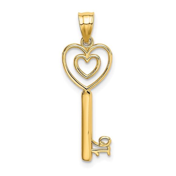 10K Yellow Gold Key W/Heart Sweet 16 Charm